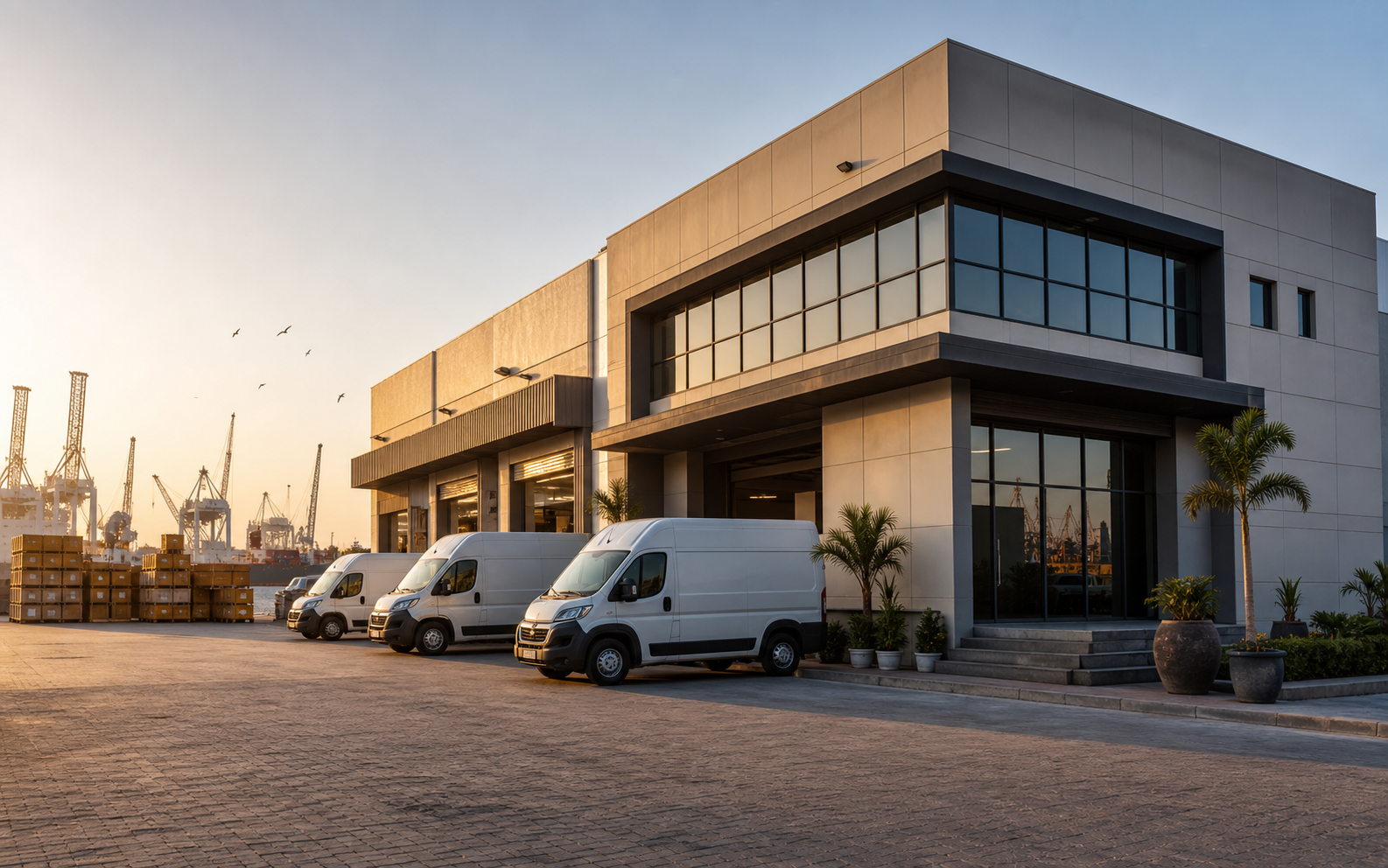 Cargo office and delivery vans in Karachi