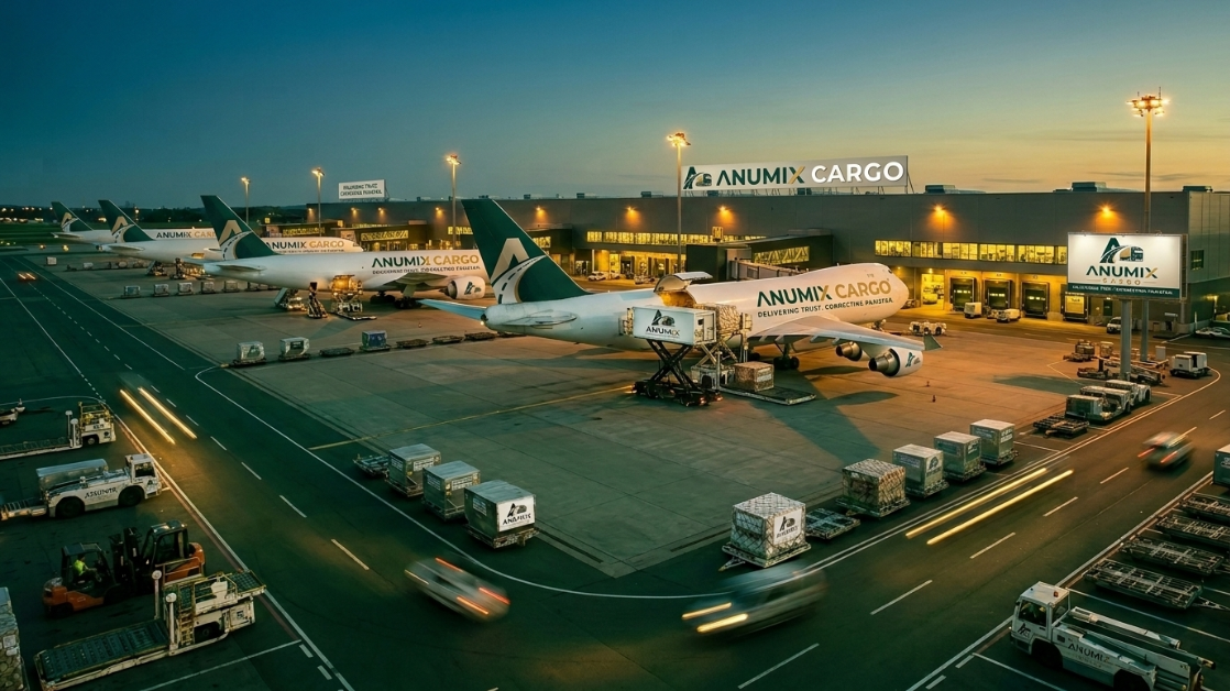 ANUMIX branded aircraft at a cargo airport