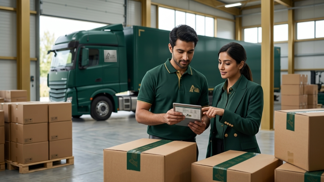ANUMIX cargo team reviewing a pickup on a tablet